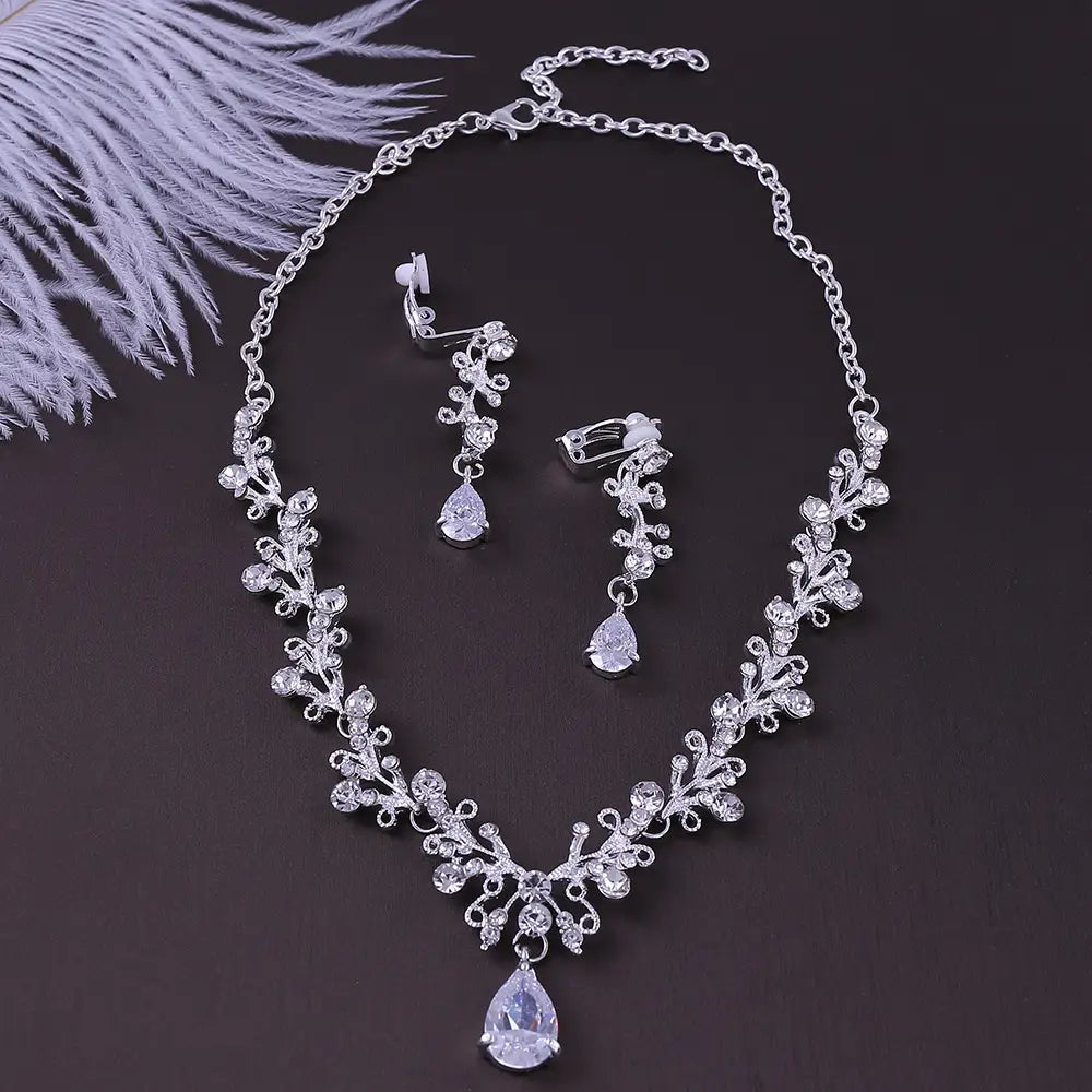 Bridal Rhinestone Earring Necklace