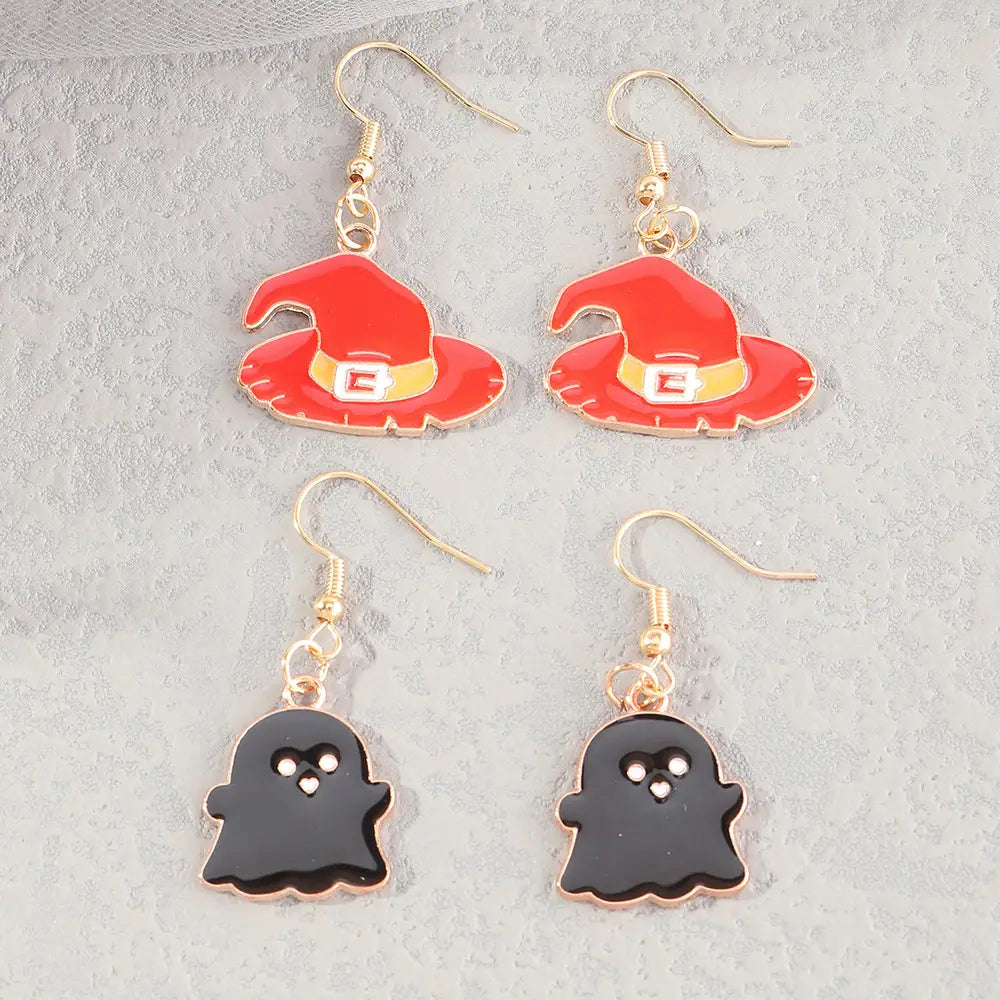 Drop Oil Hat Ghost Earrings