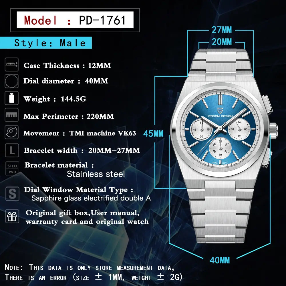 Fashion Blue Chronograph Men’s Quartz Watch