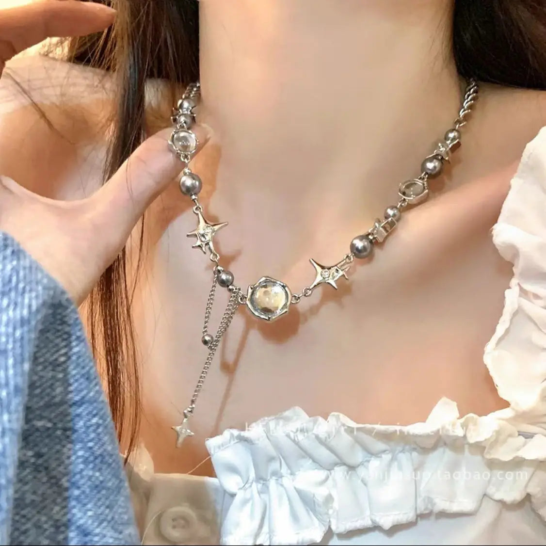 Colorful Glaze Cateye Necklace for Women