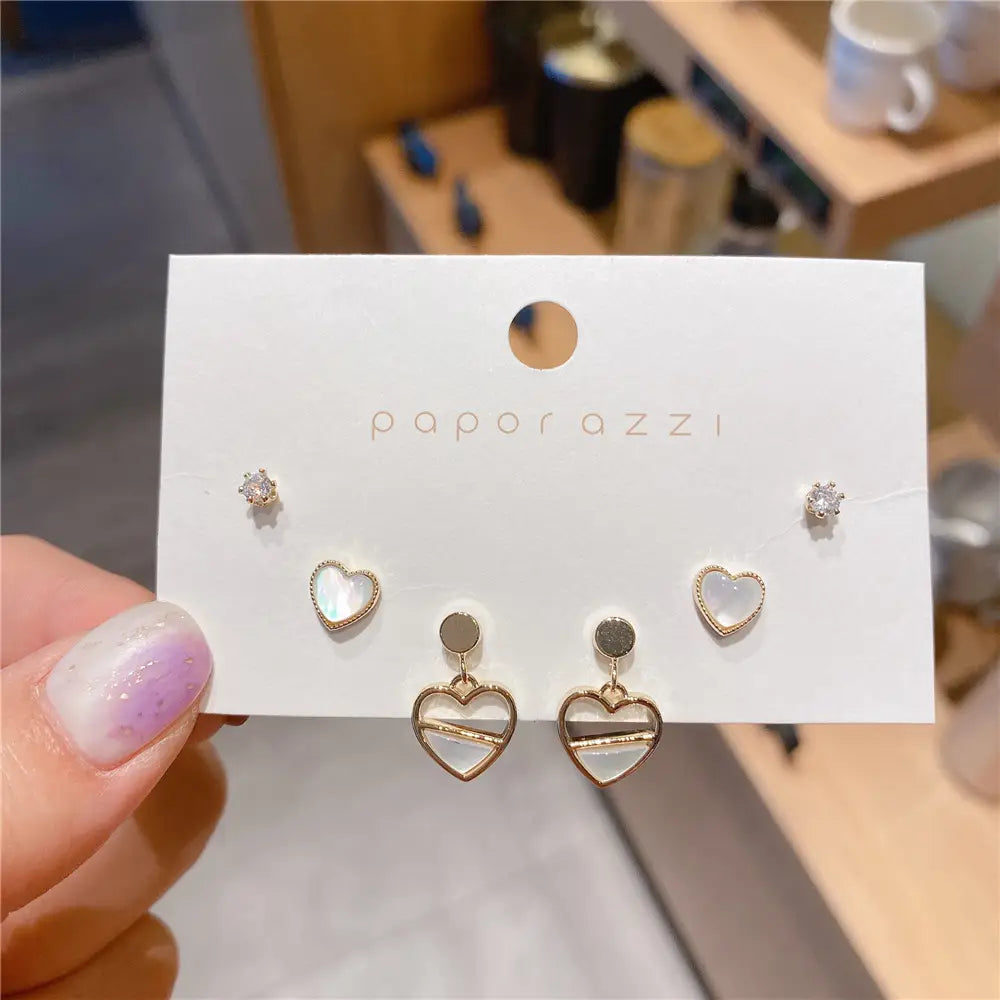 Heart-Shaped Earrings 925 Silver Needle