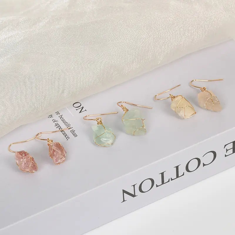 Natural Mixed Rough Stone Earrings
