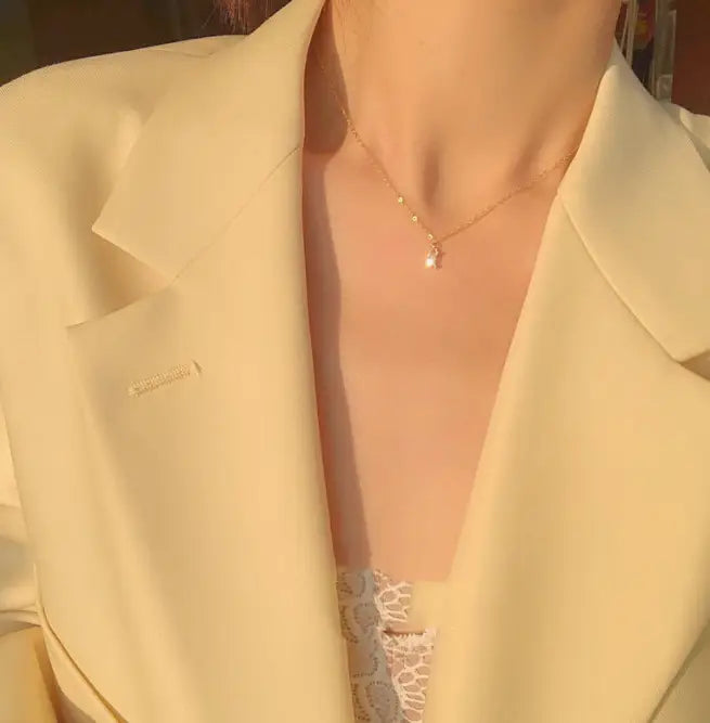 Small Square Diamond Clavicle Chain