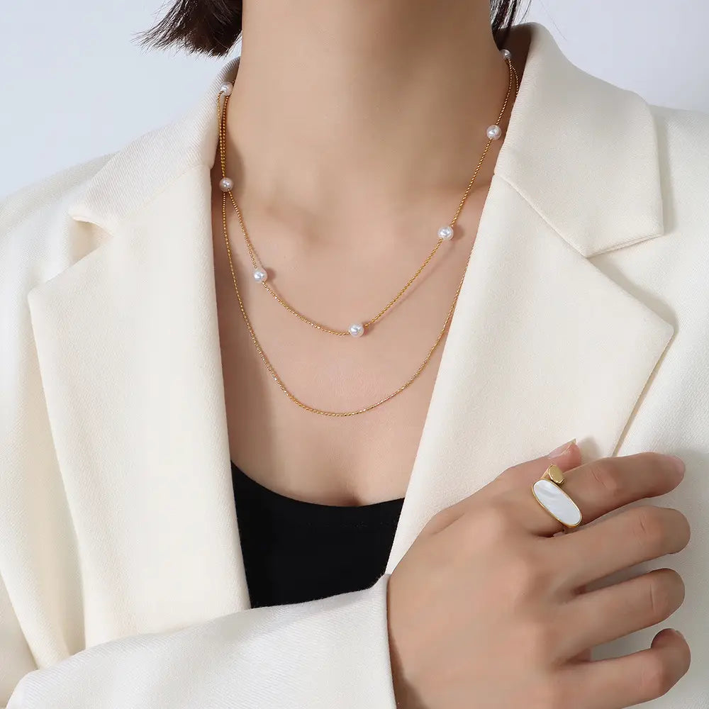Double Layer Titanium Steel Fashion Necklace for Women