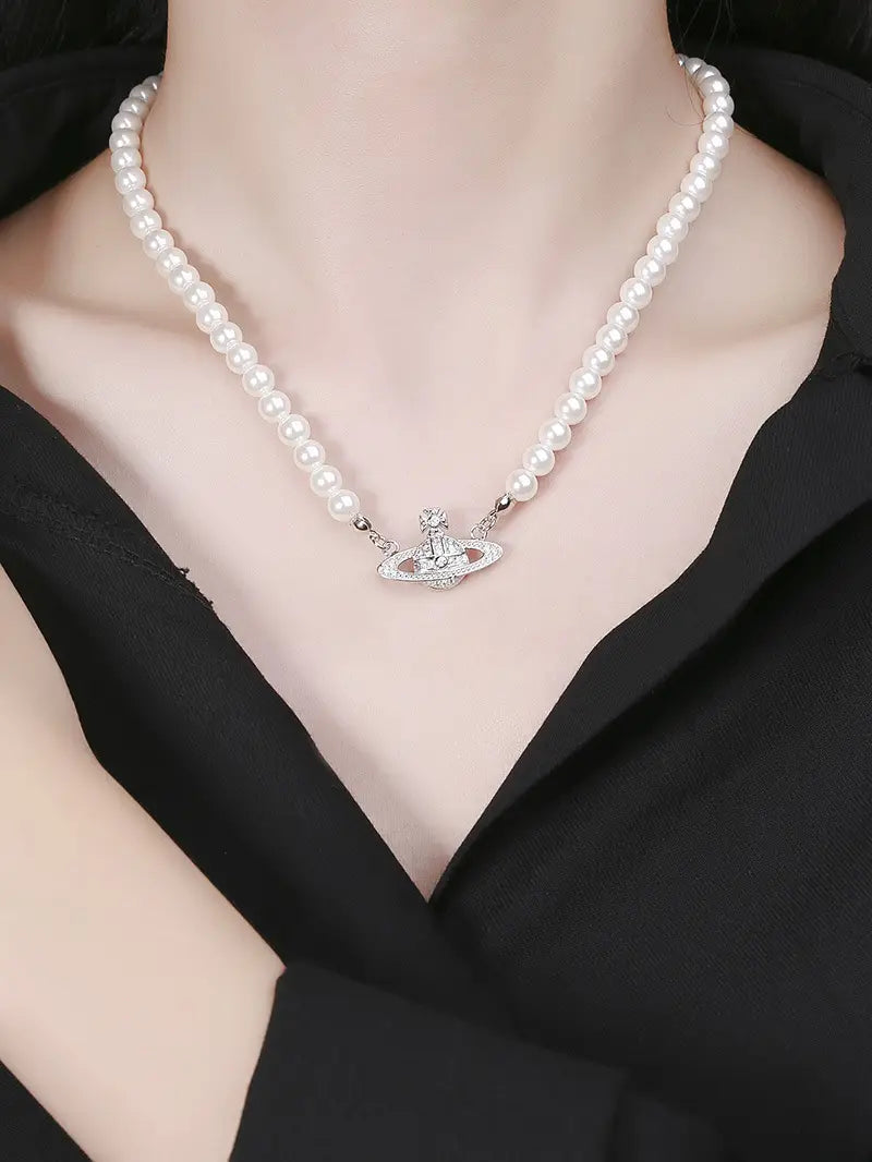 Saturn Pearl Necklace