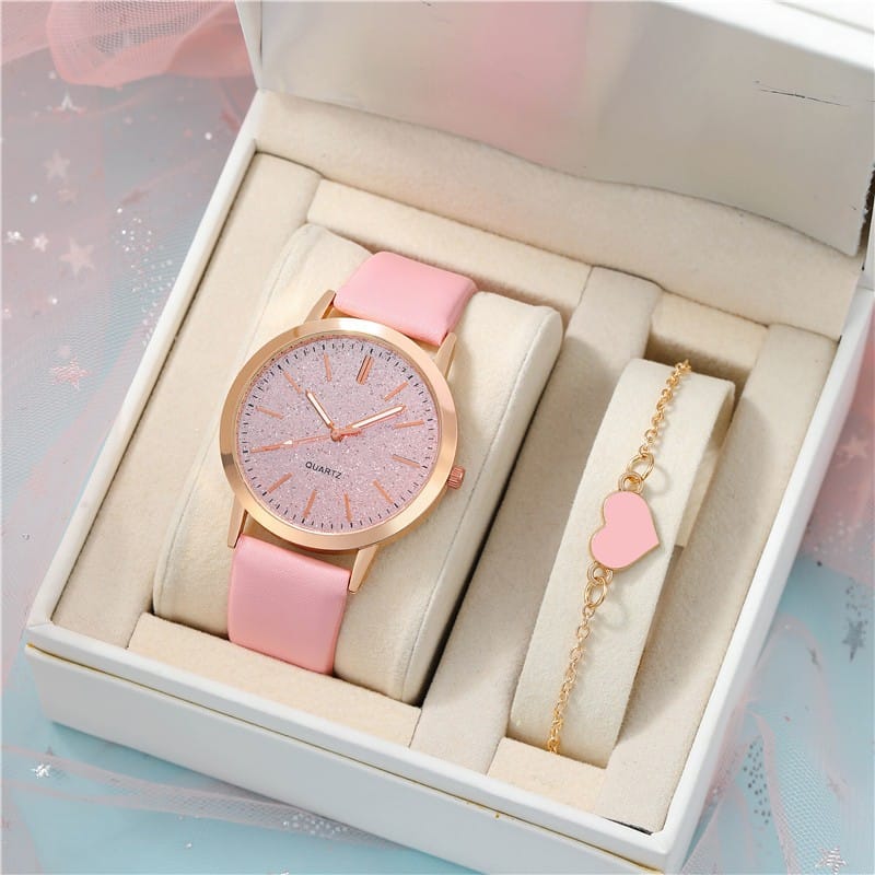 Round Pointer Quartz Women’s Watch Set