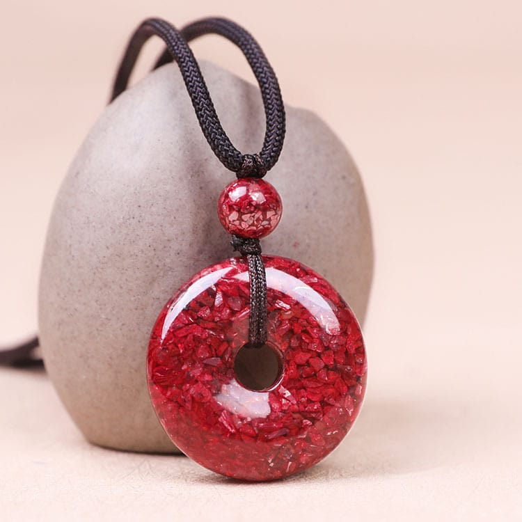Cinnabar Charm Rough Stone Necklace