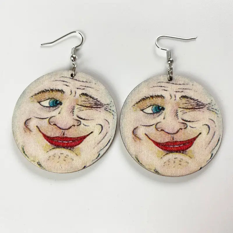 Horror Ghost Wood Earrings