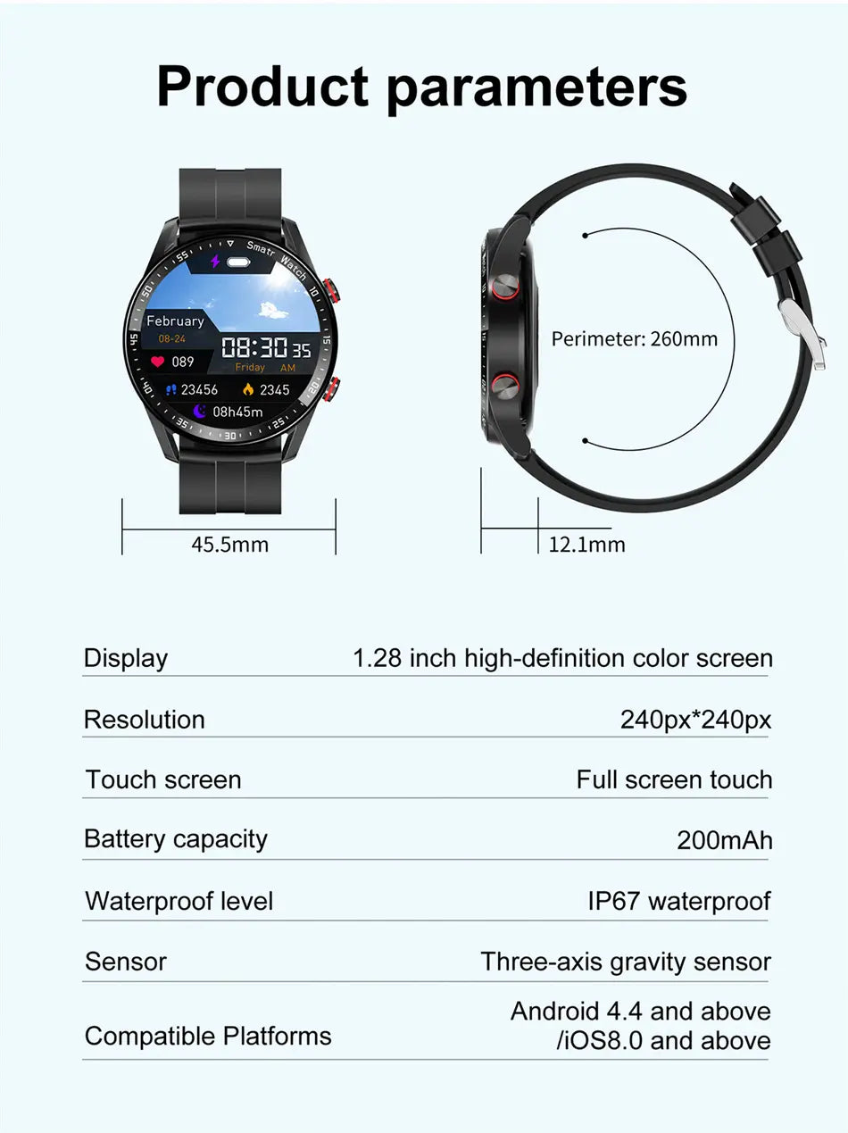 ECG PPG Business Smart Watch with Stainless Strap