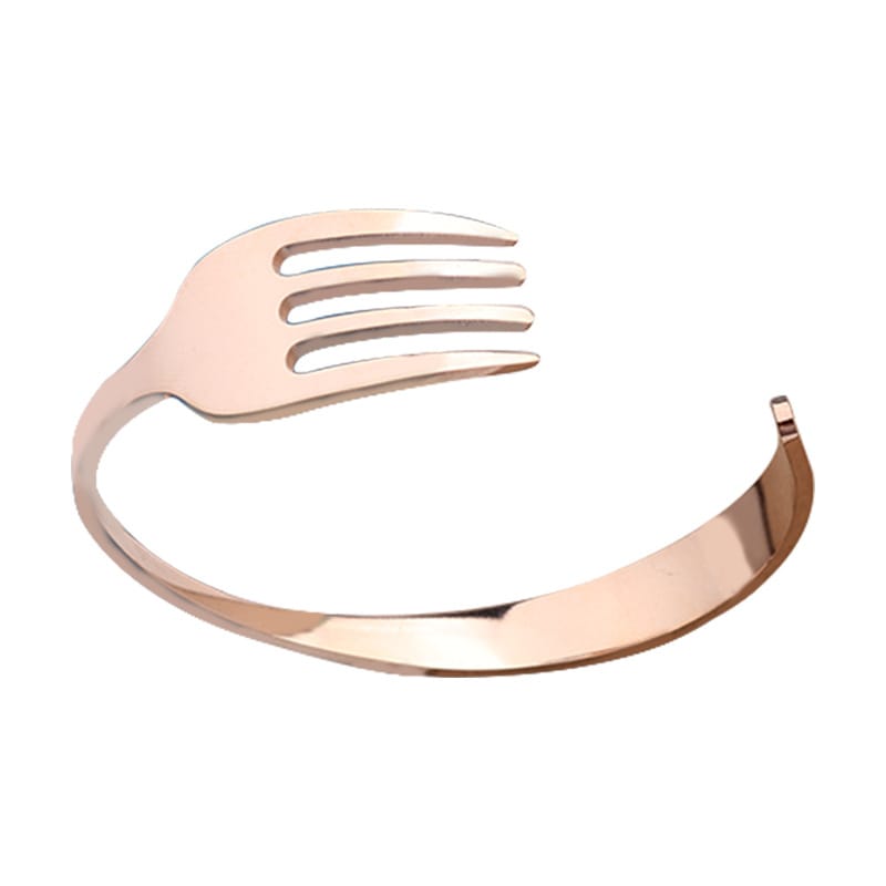 Stainless Steel C-shaped Bracelet with Fork Design