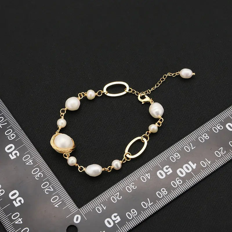 Irregular Metal Pearl Bracelet