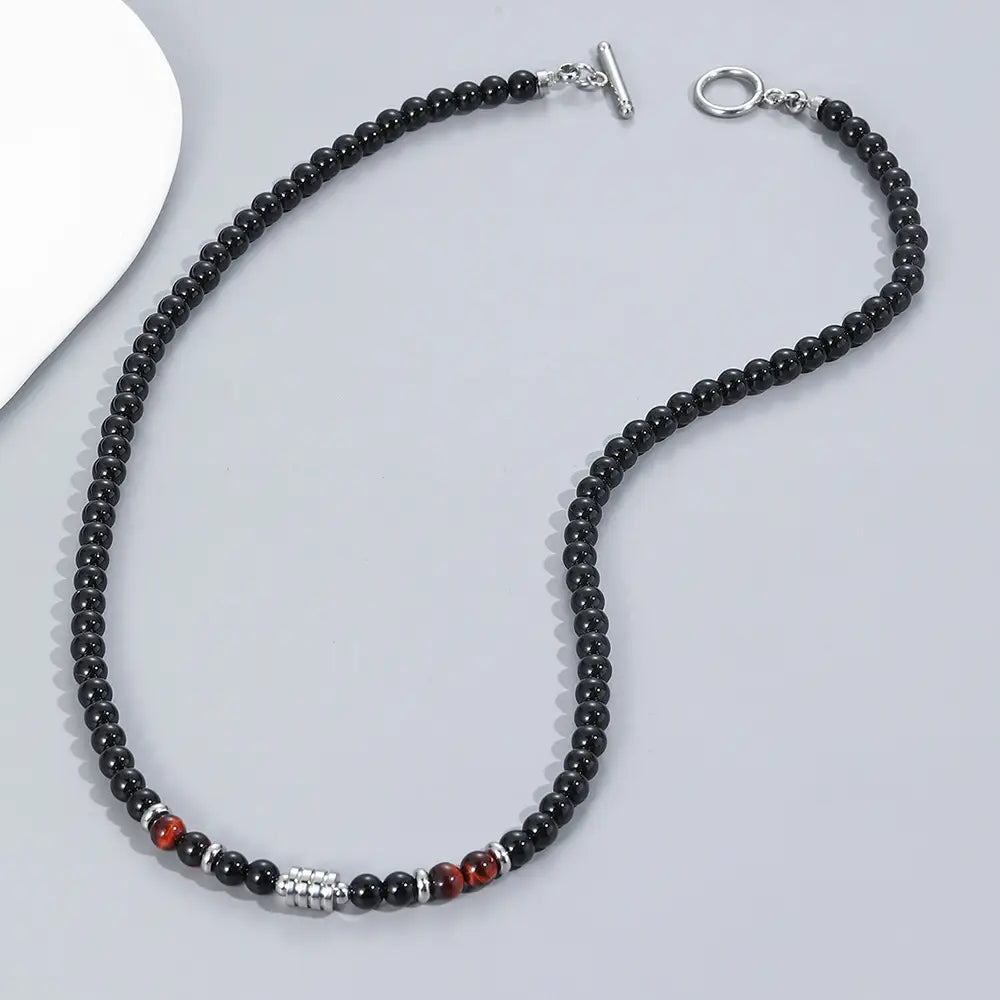 Men’s Beaded Stainless Steel Necklace