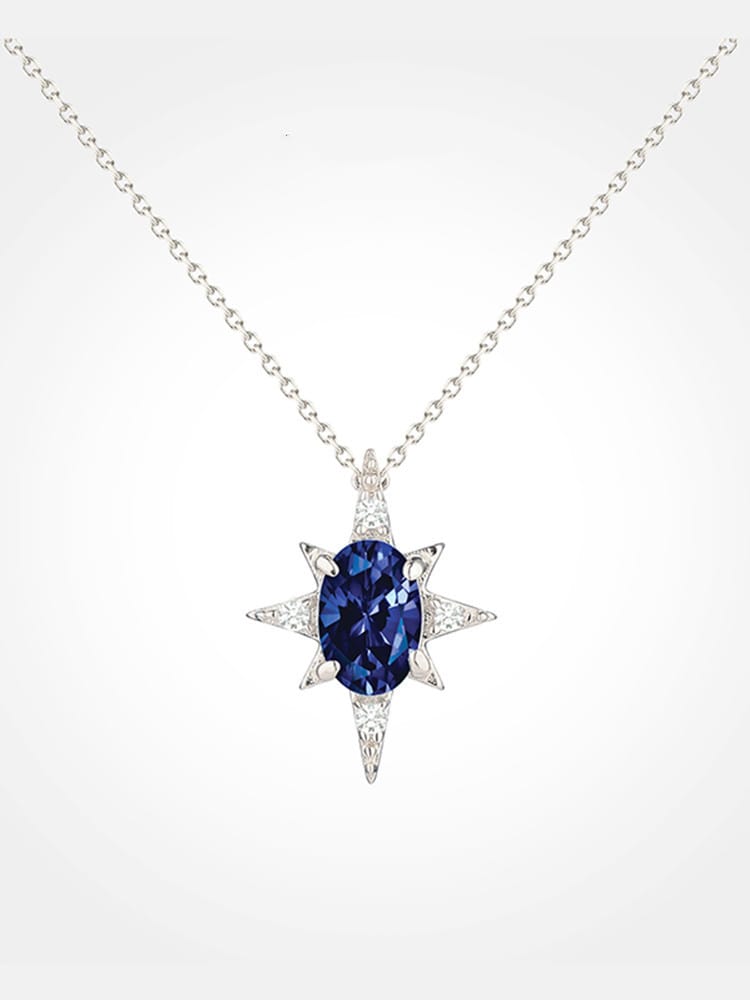 Silver-plated Blue Zircon Necklace