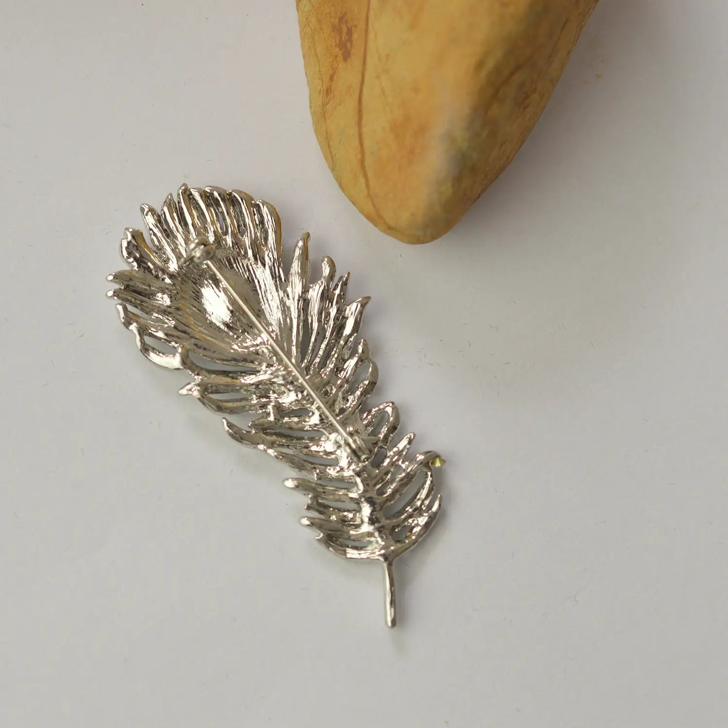 Vintage Diamond Feather Brooch