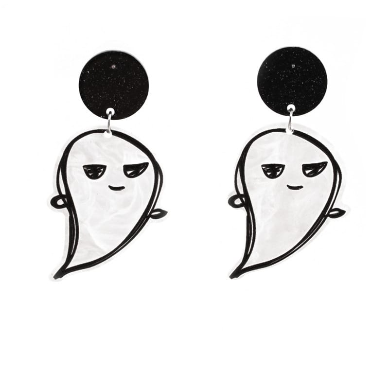 Female Ghost Skull Pumpkin Earrings