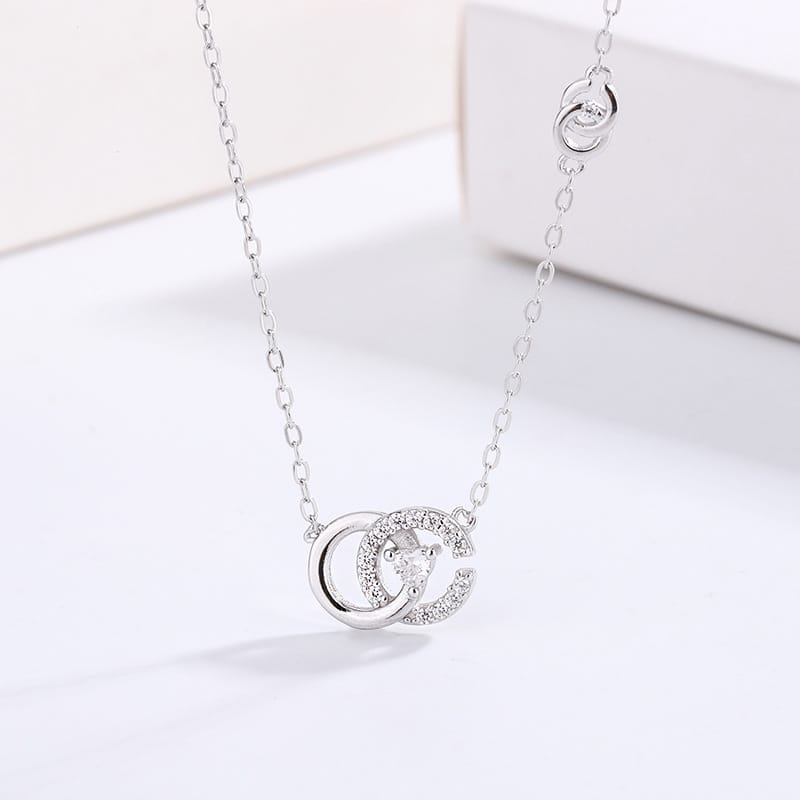 Sterling Silver Double C Necklace