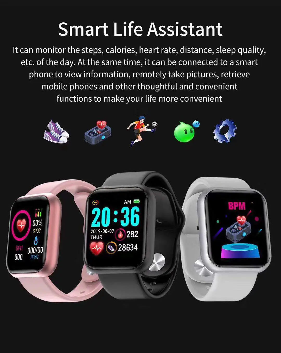 Y68 Smart Bracelet for Male and Female Sports