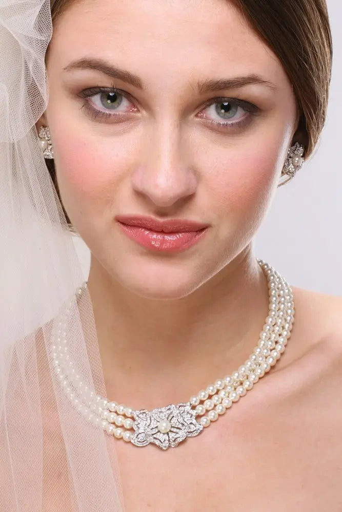Pearl Rhinestone Jewelry Set