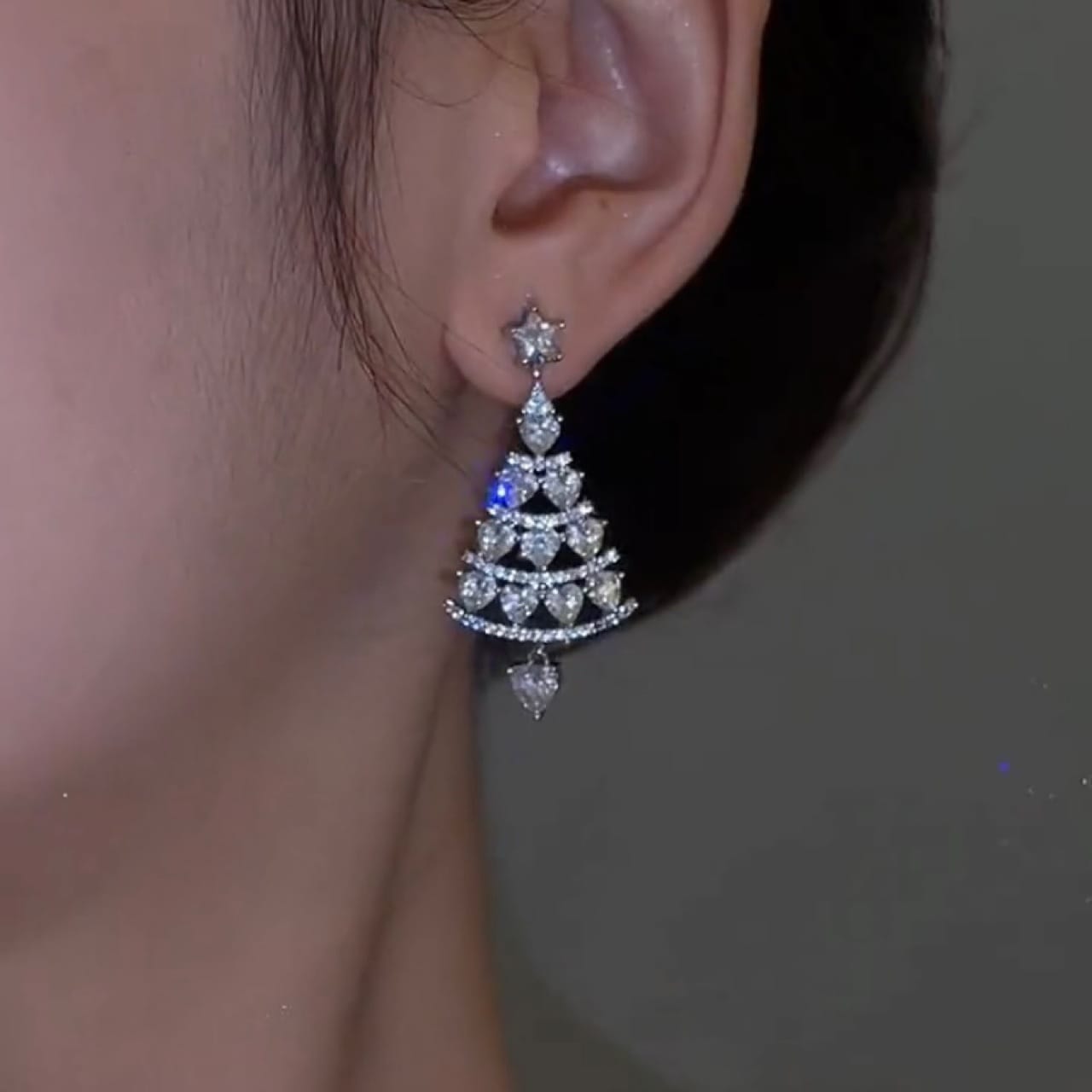 Christmas Tree 925 Silver Earrings