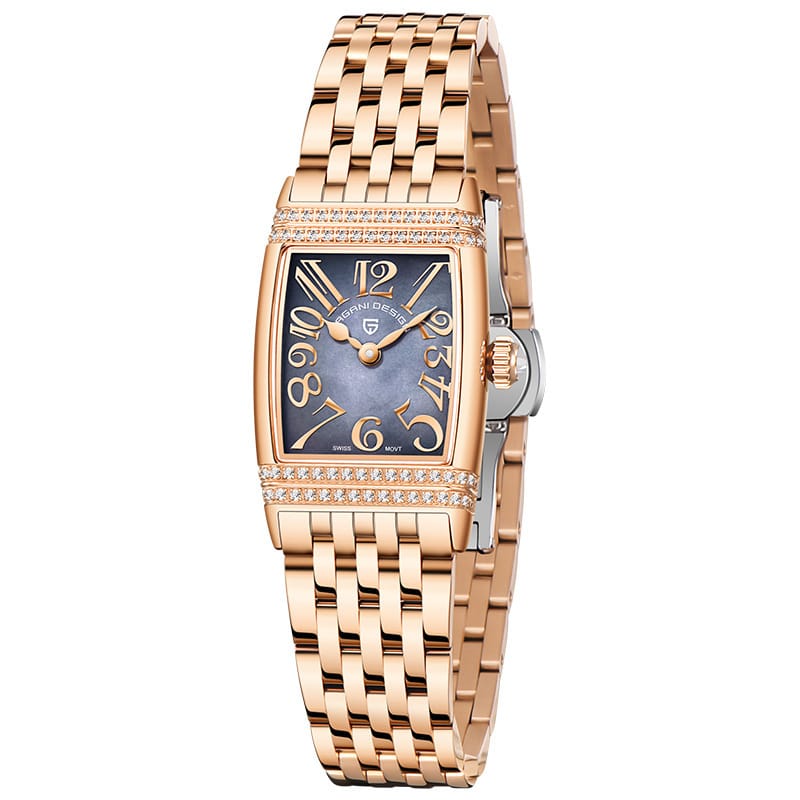 Shell Face Square Diamond Quartz Watch