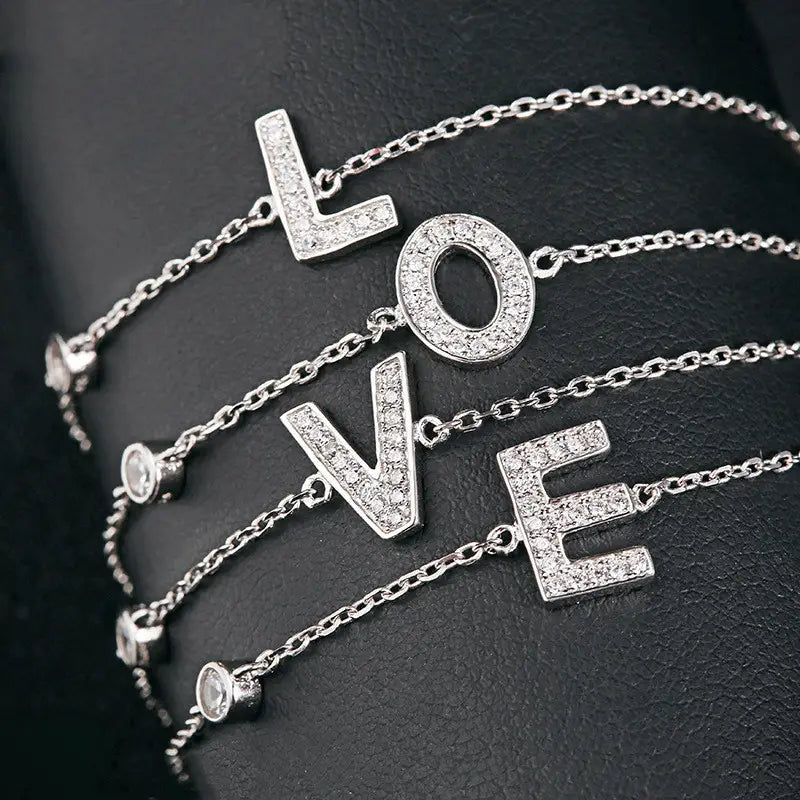 Micro-set Zircon Alphabet Necklace