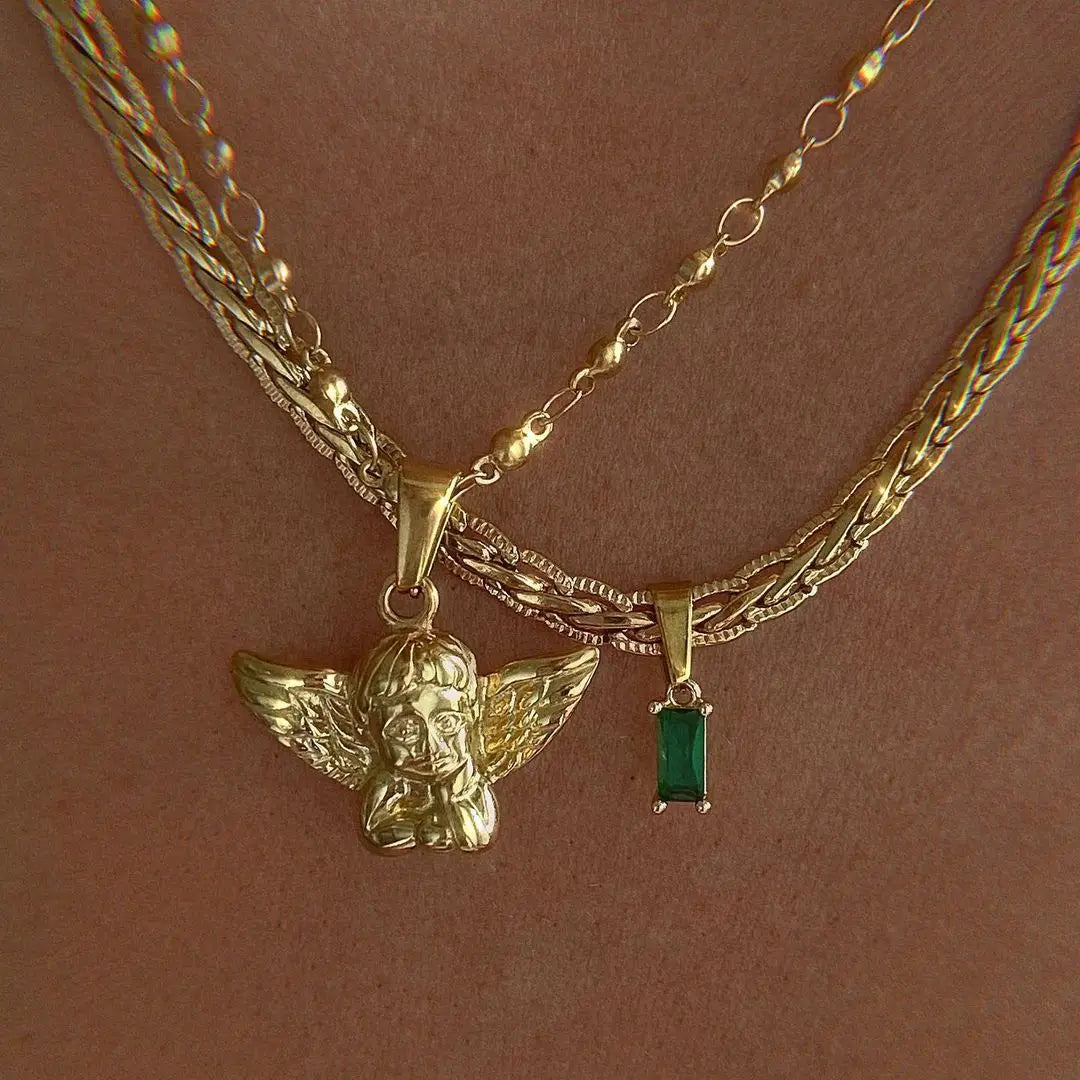 Real Gold Plated Angel Cupid Necklace
