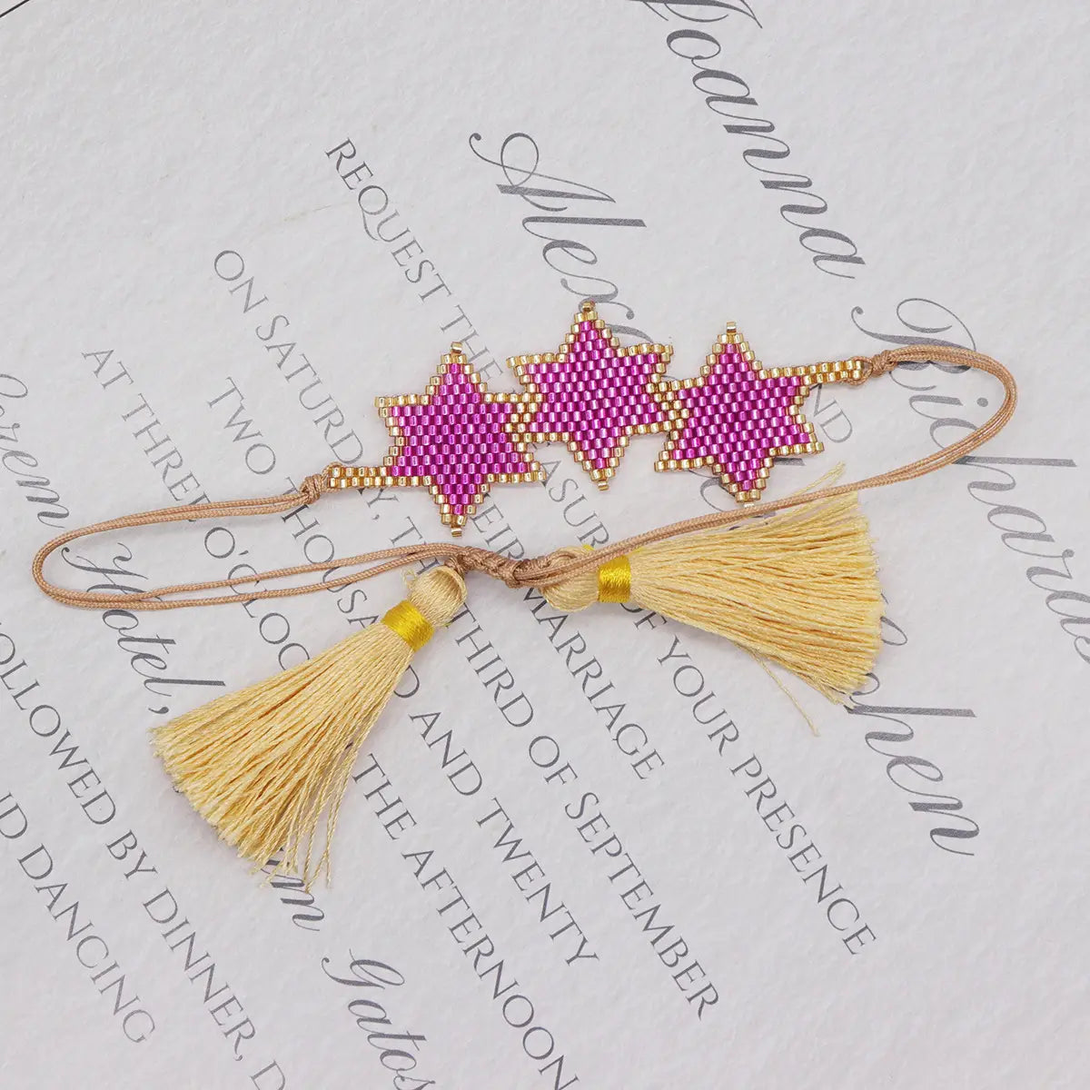 Hand-woven Hexagonal Tassel Bracelet
