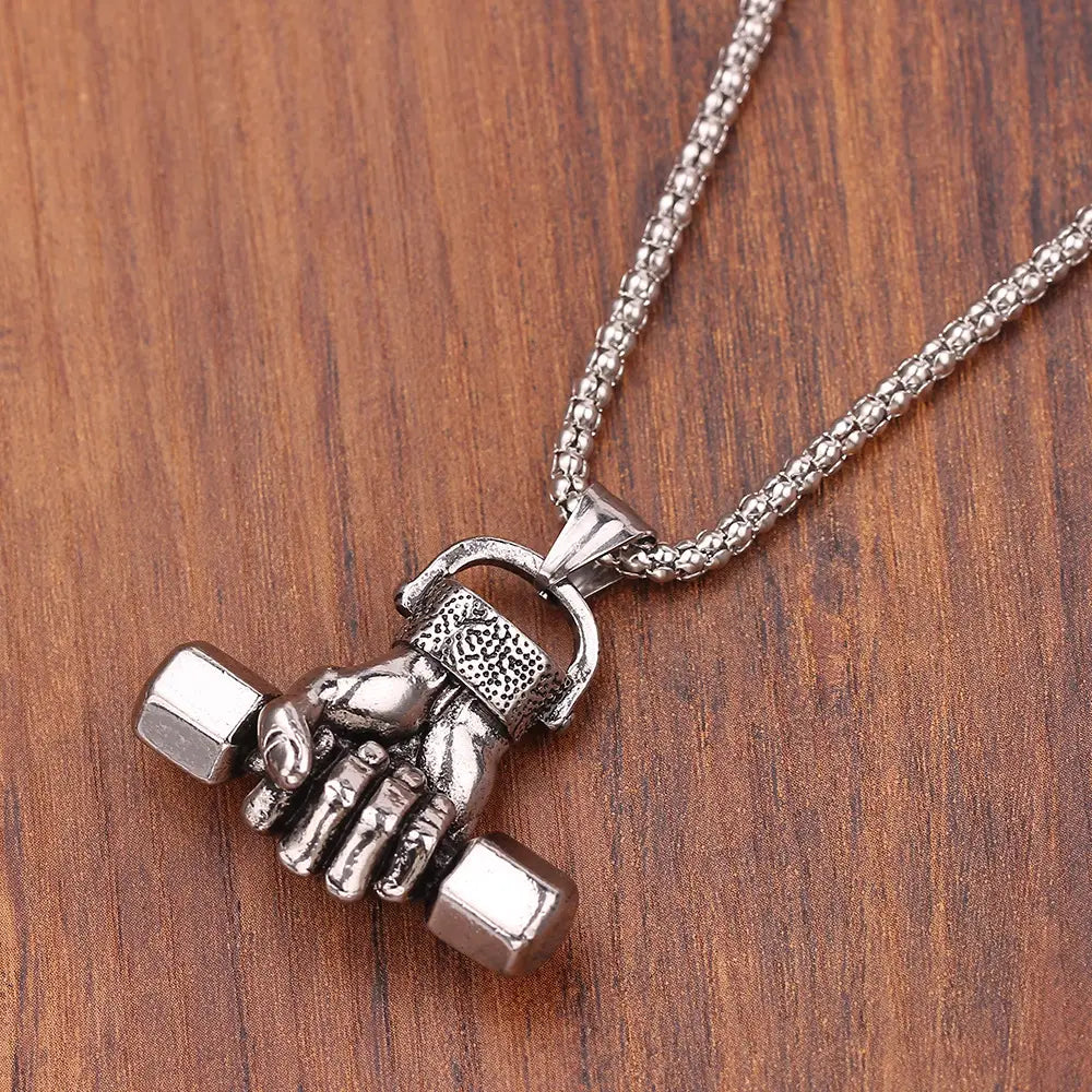Dumbbell Gym Necklace