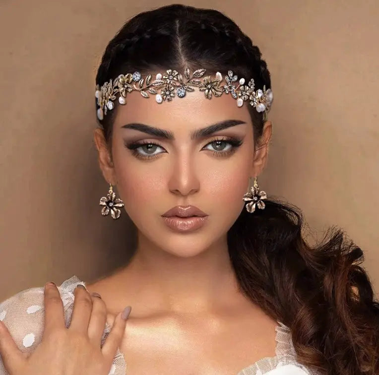 Leaf Design Freshwater Pearl Hair Band
