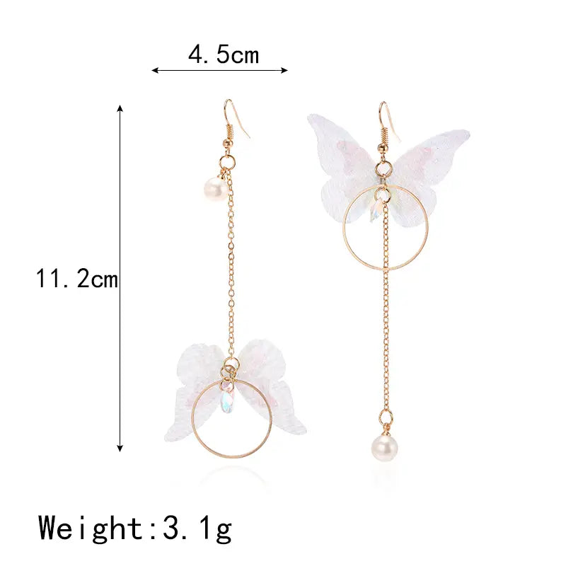 Fairy Yarn Asymmetric Butterfly Earrings
