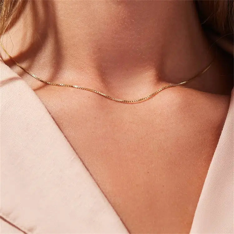 Box Chain Gold Plated Necklace