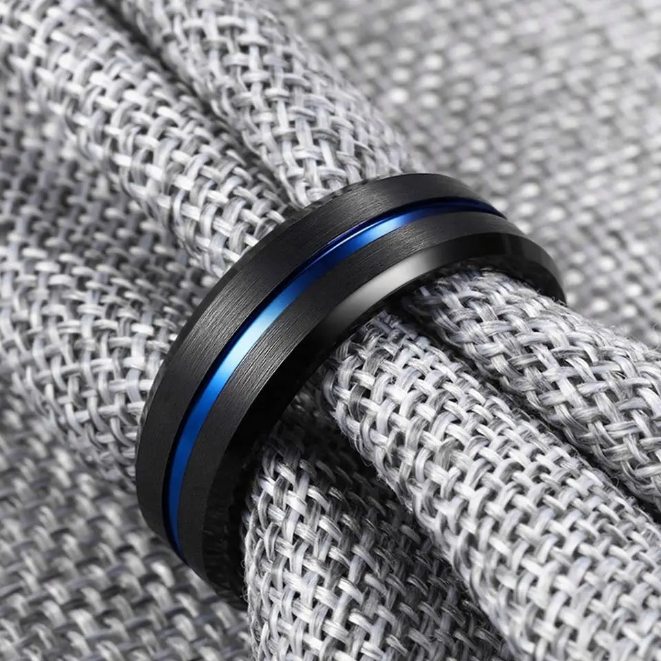 Men’s Flat Black Tungsten Steel Ring