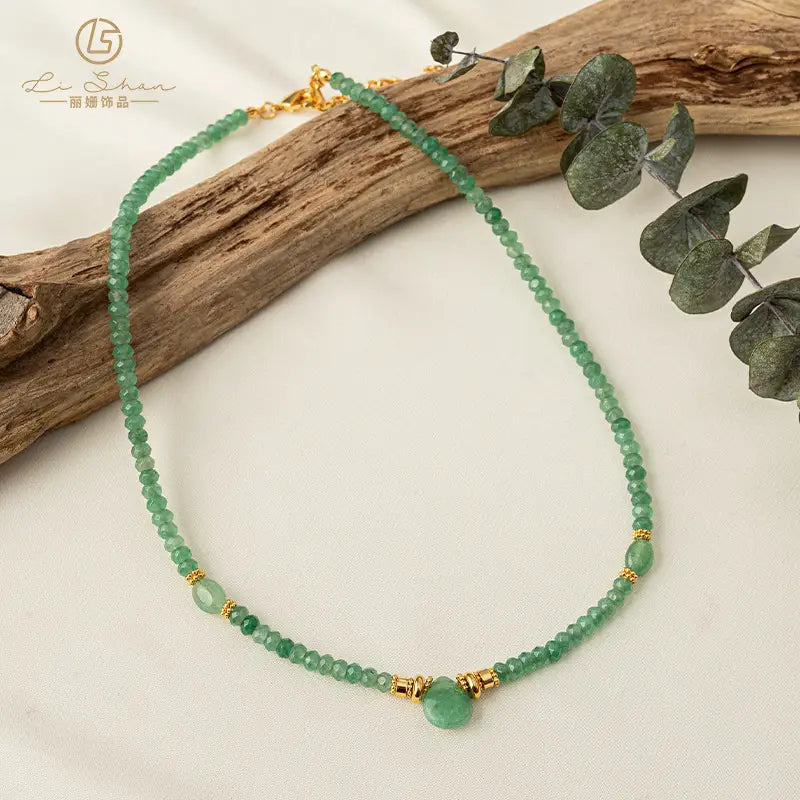 Natural Green Dongling Stone Necklace