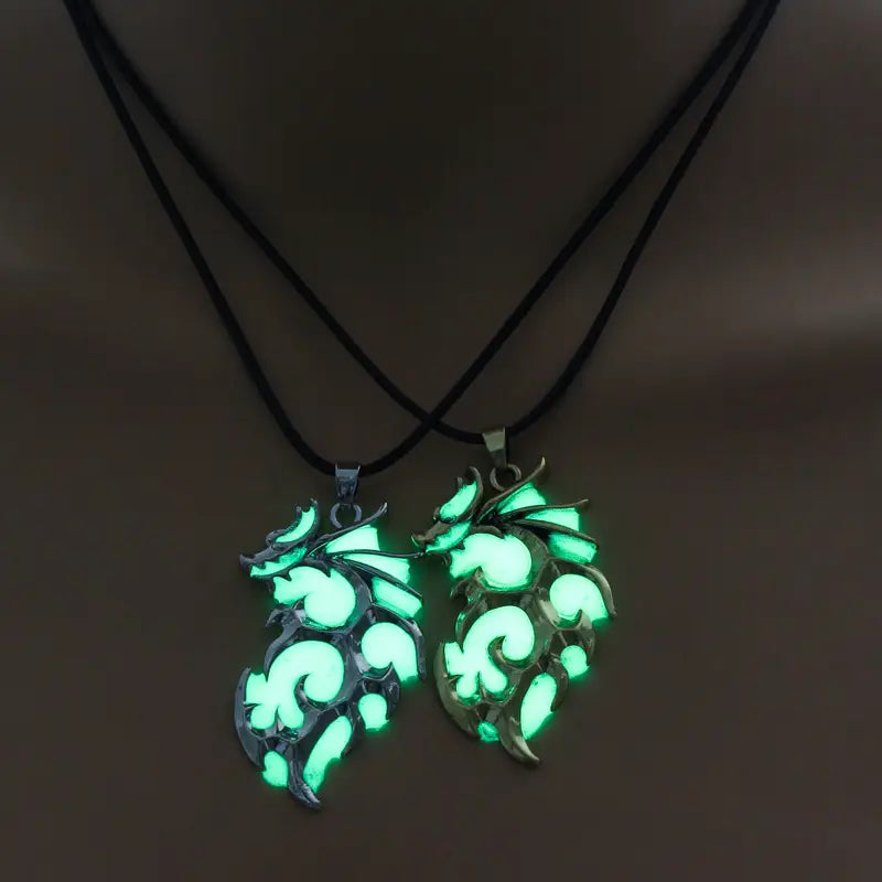 Glow-in-the-Dark Dragon Leather Necklace