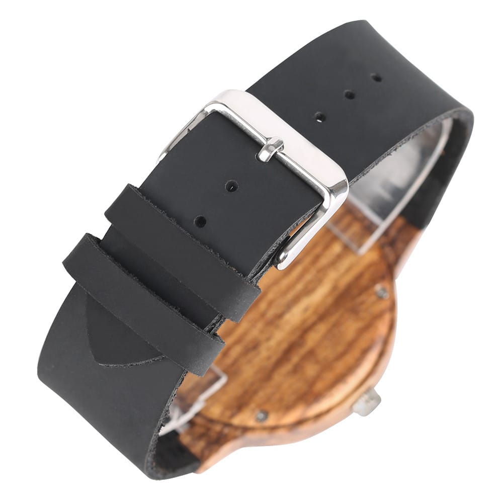 Casual Wooden Men’s Watch with Broken Leaf Wooden Face