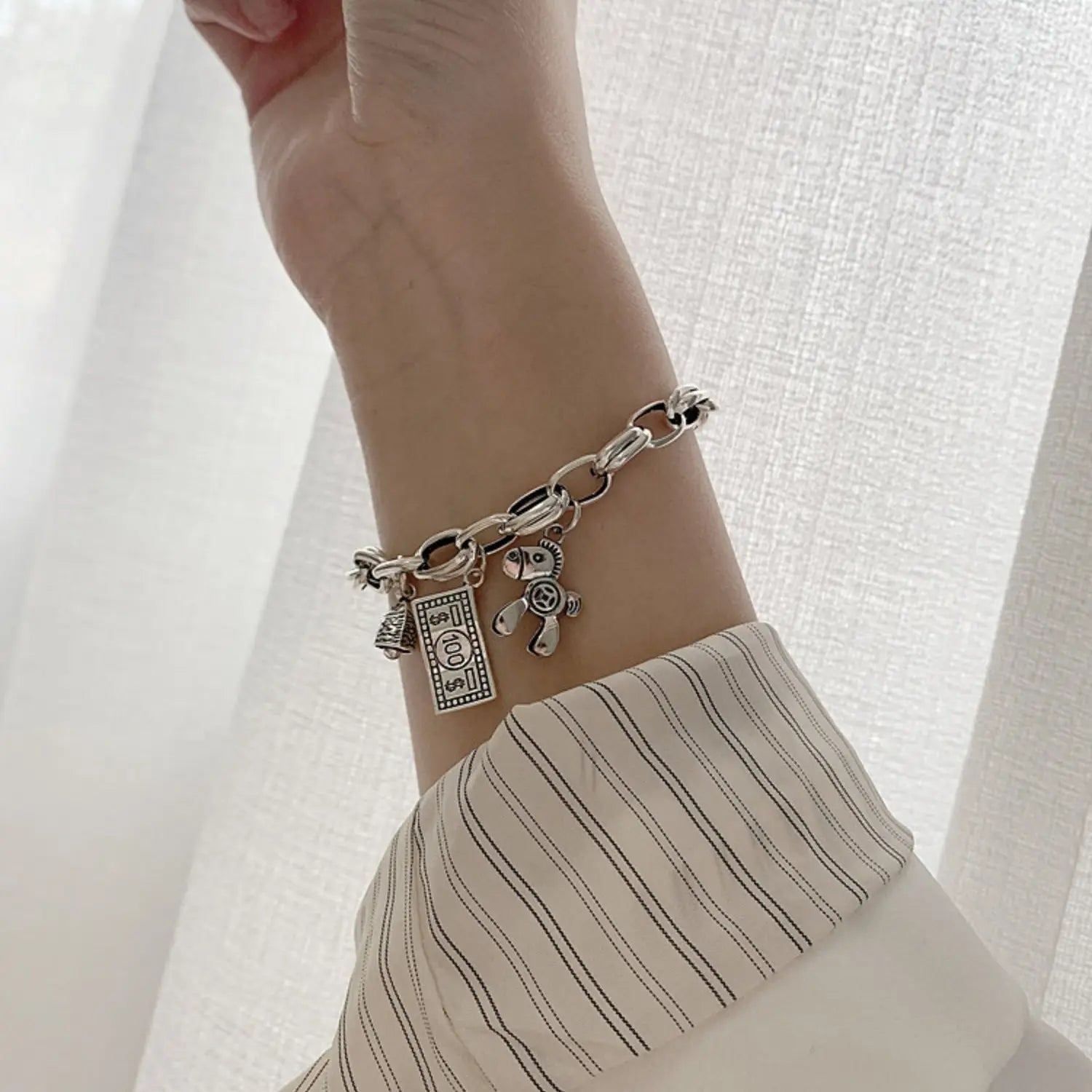 Vintage Silver Pony Coin Bracelet for Women