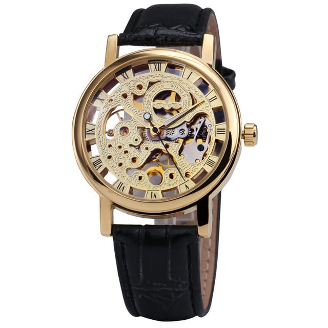 Retro Roman Style Hollow-out Mechanical Men’s Watch