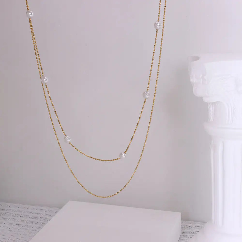 Double Layer Titanium Steel Fashion Necklace for Women