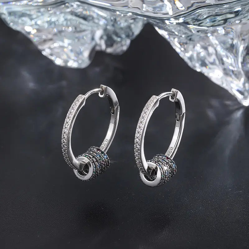 Colorful Small Circle Zircon Earrings