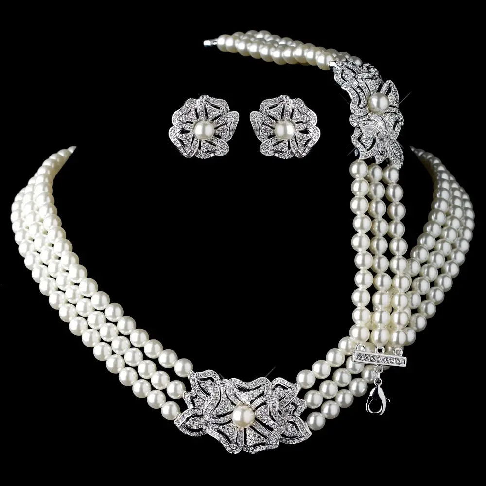 Pearl Rhinestone Jewelry Set