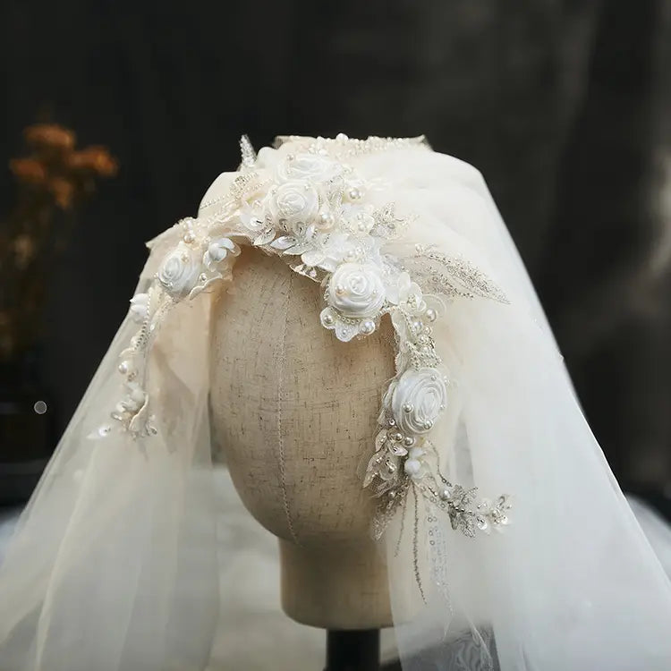 Vintage Beaded Lace Headdress