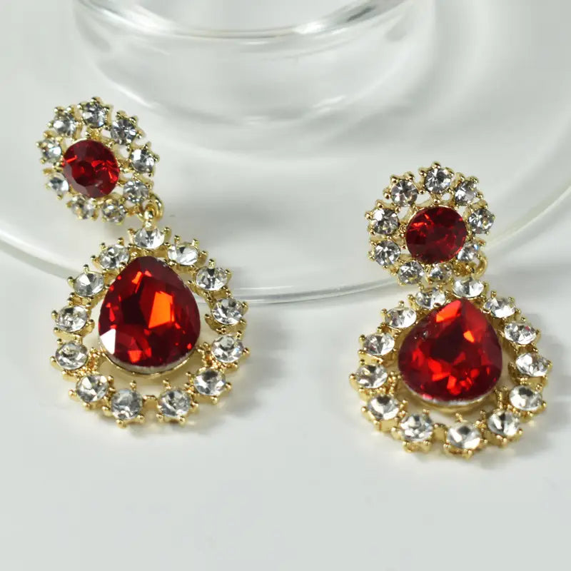 Debutante Style Rhinestone Pearl Stud Earrings