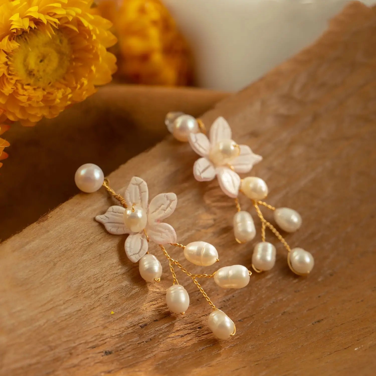 Freshwater Pearl Flower Earrings