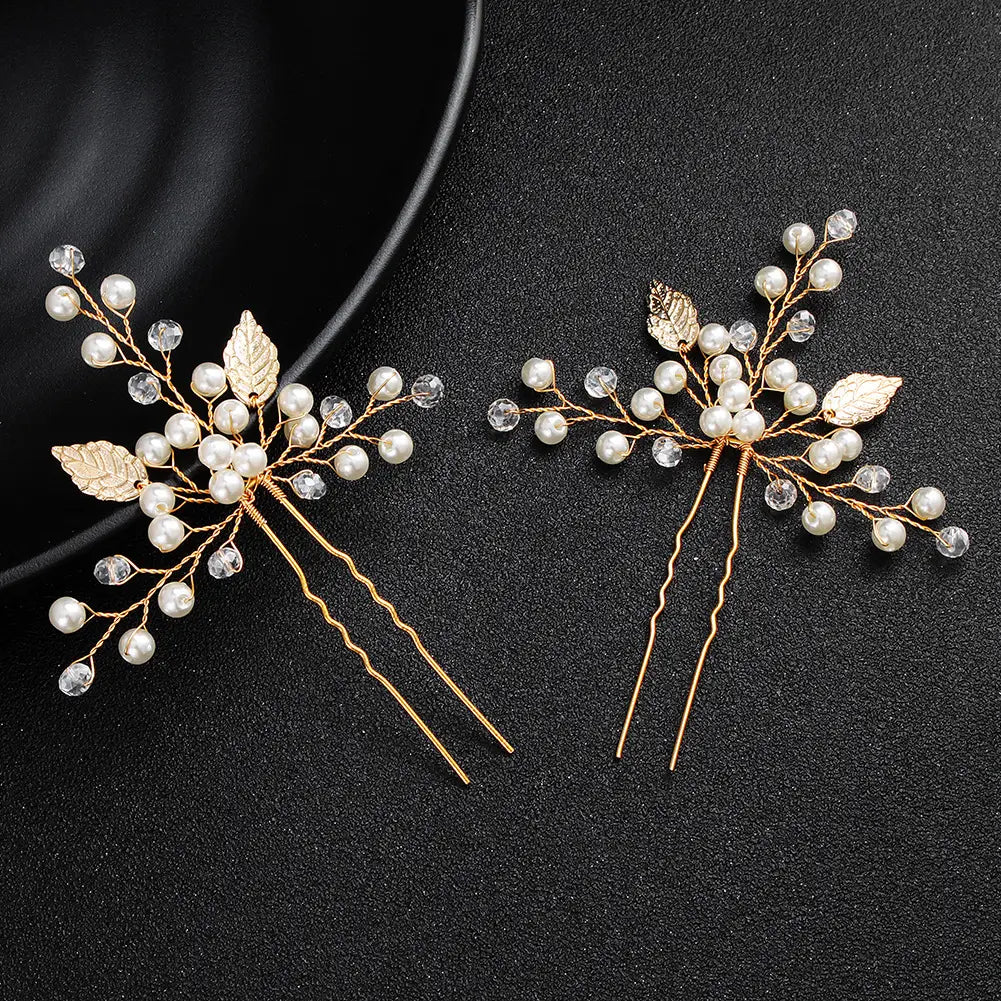 Bridal Alloy Leaf Hairpin