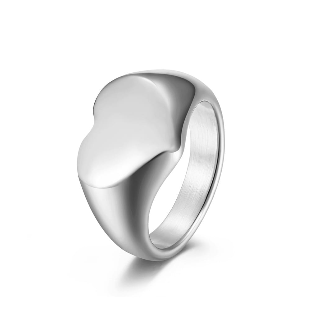Unisex Titanium Steel Heart Shaped Ring