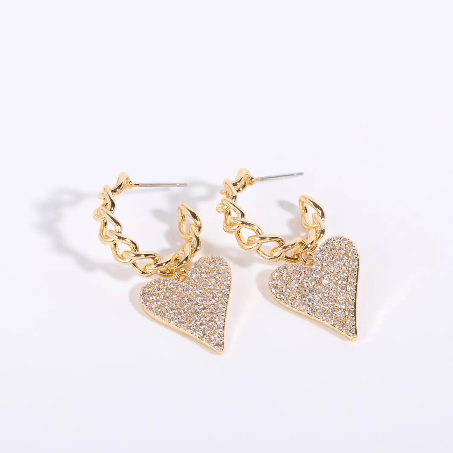 Zircon Long Peach Heart Earrings