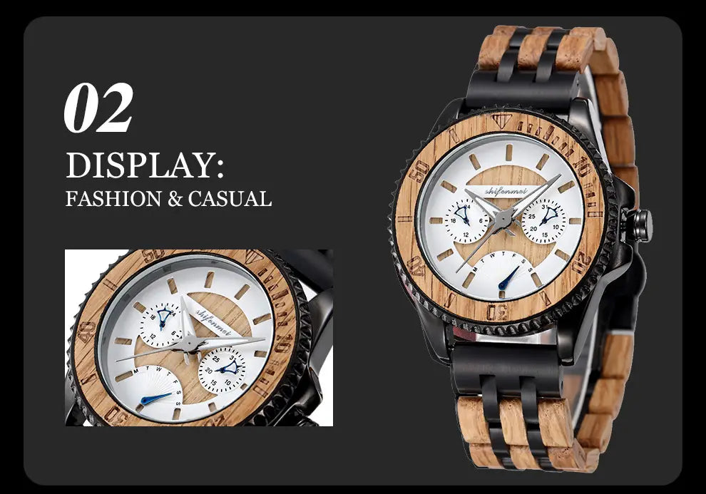 Sports Mechanical Feeling Men’s Wood Suit Watch