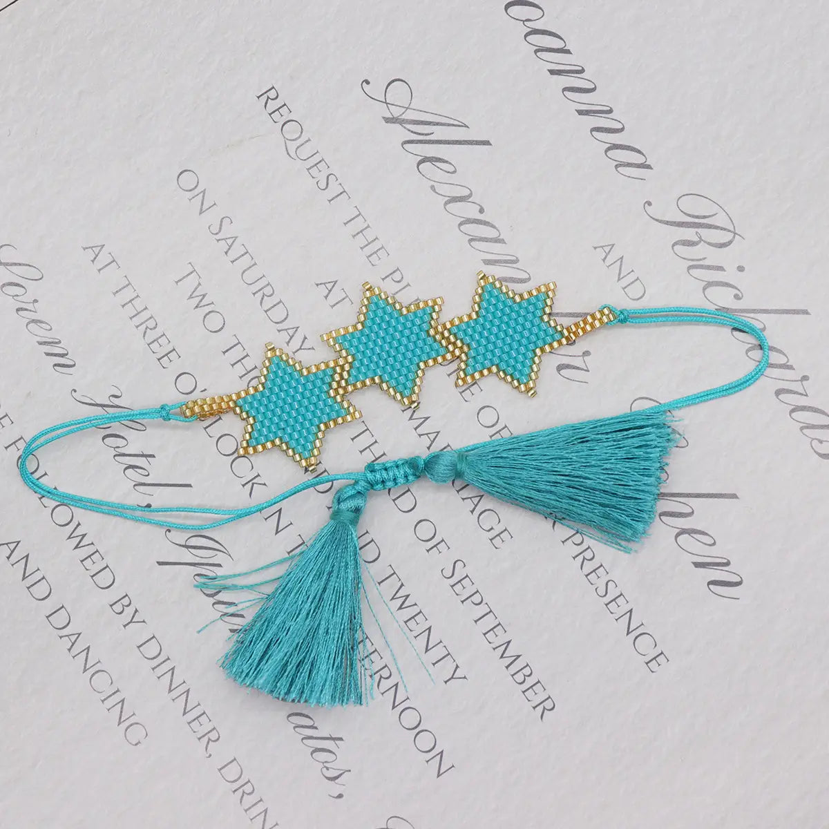 Hand-woven Hexagonal Tassel Bracelet