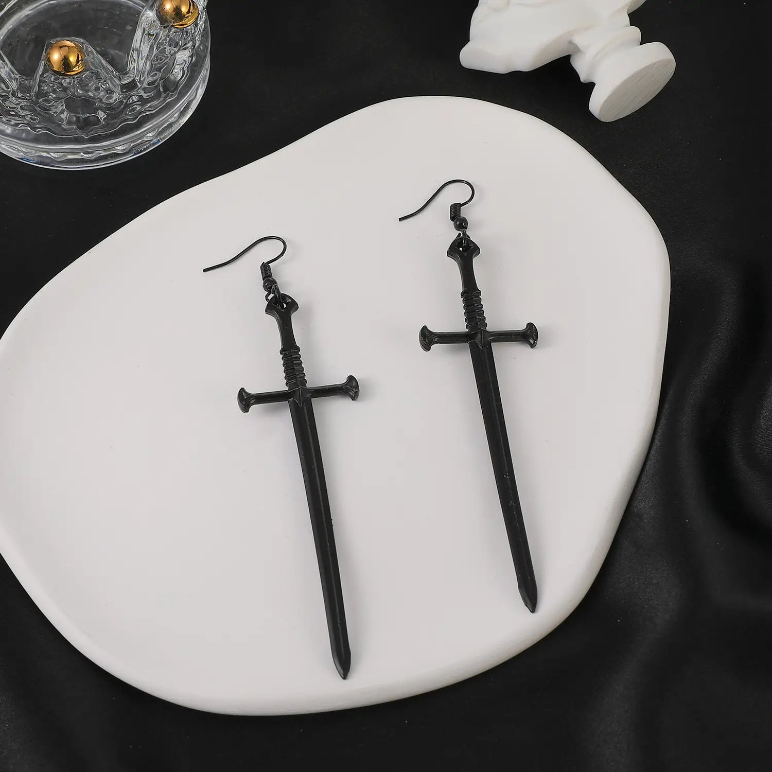 Dark Punk Cross Sword Earrings