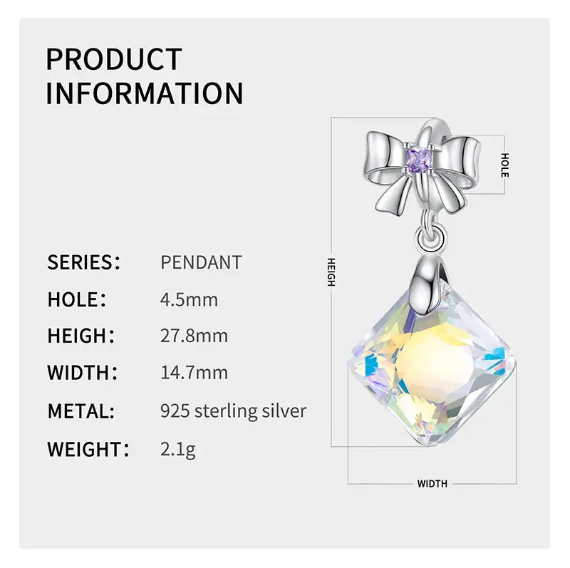 Laser Color Crystal Bow Pendant
